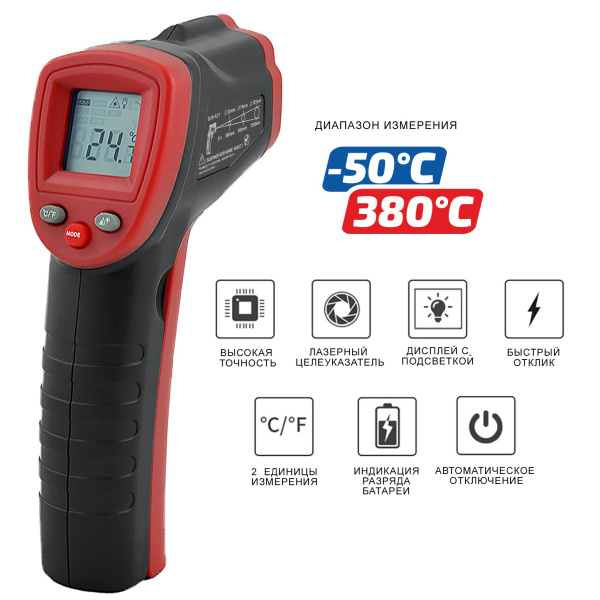 Бесконтактный термометр (пирометр) МЕГЕОН 16401 купить по низкой цене | МАКСПРОФИТ