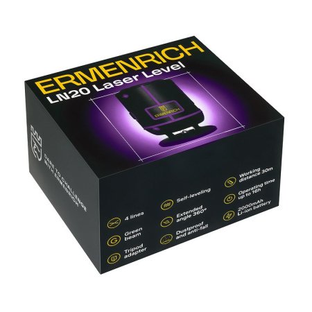 Лазерный уровень Ermenrich PLUS LN20, фиолетовый купить по низкой цене | МАКСПРОФИТ